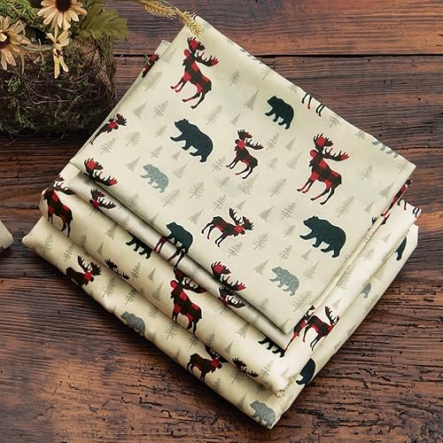 Juego de sábanas de bosque de alce y oso tamaño individual