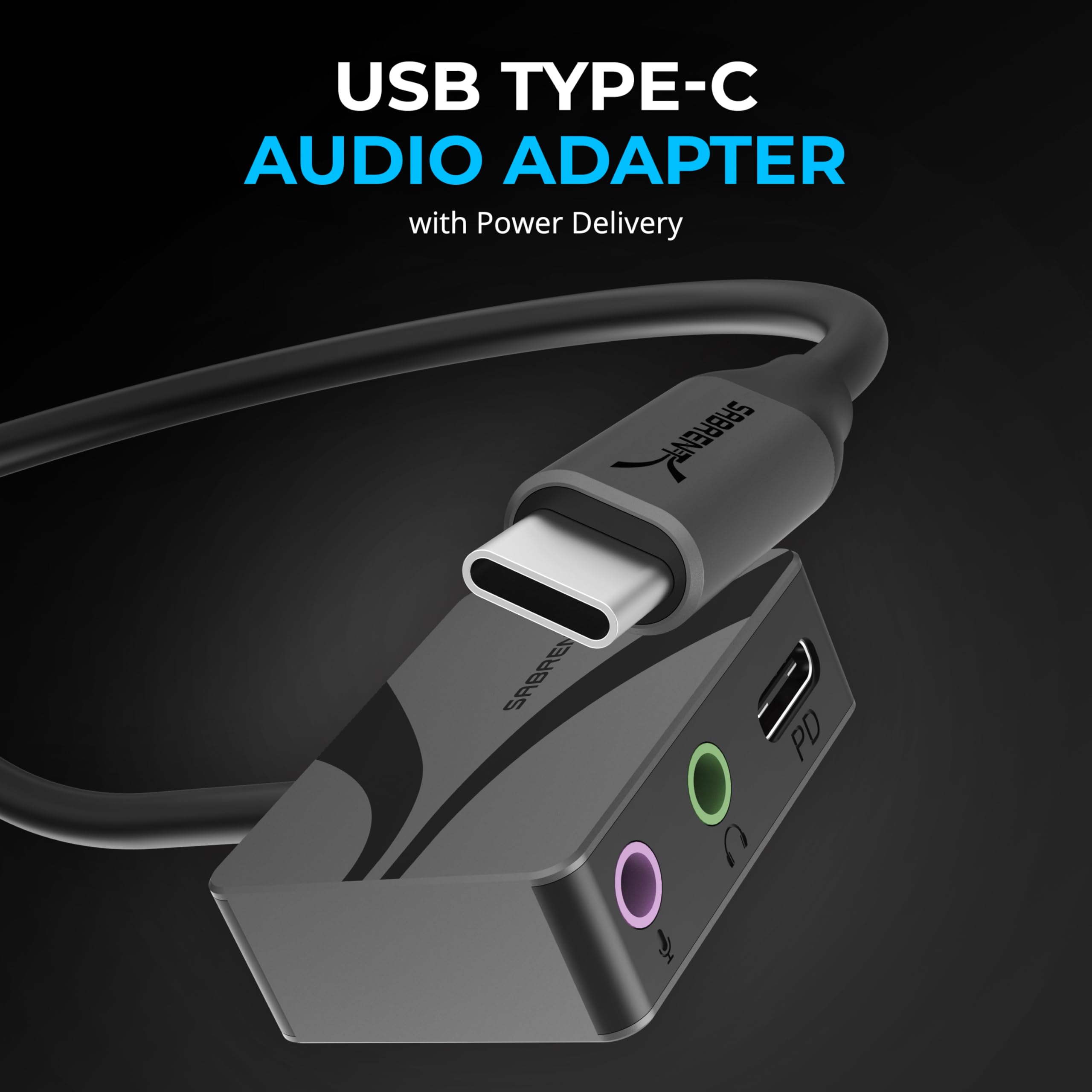 Adaptador de audio USB tipo C a 0.138 in con PD de 100 W, tarjeta de sonido externa USB C para auriculares, micrófono, altavoces, salida estéreo, 24 bits, 96 KHz, compatible con portátil 2