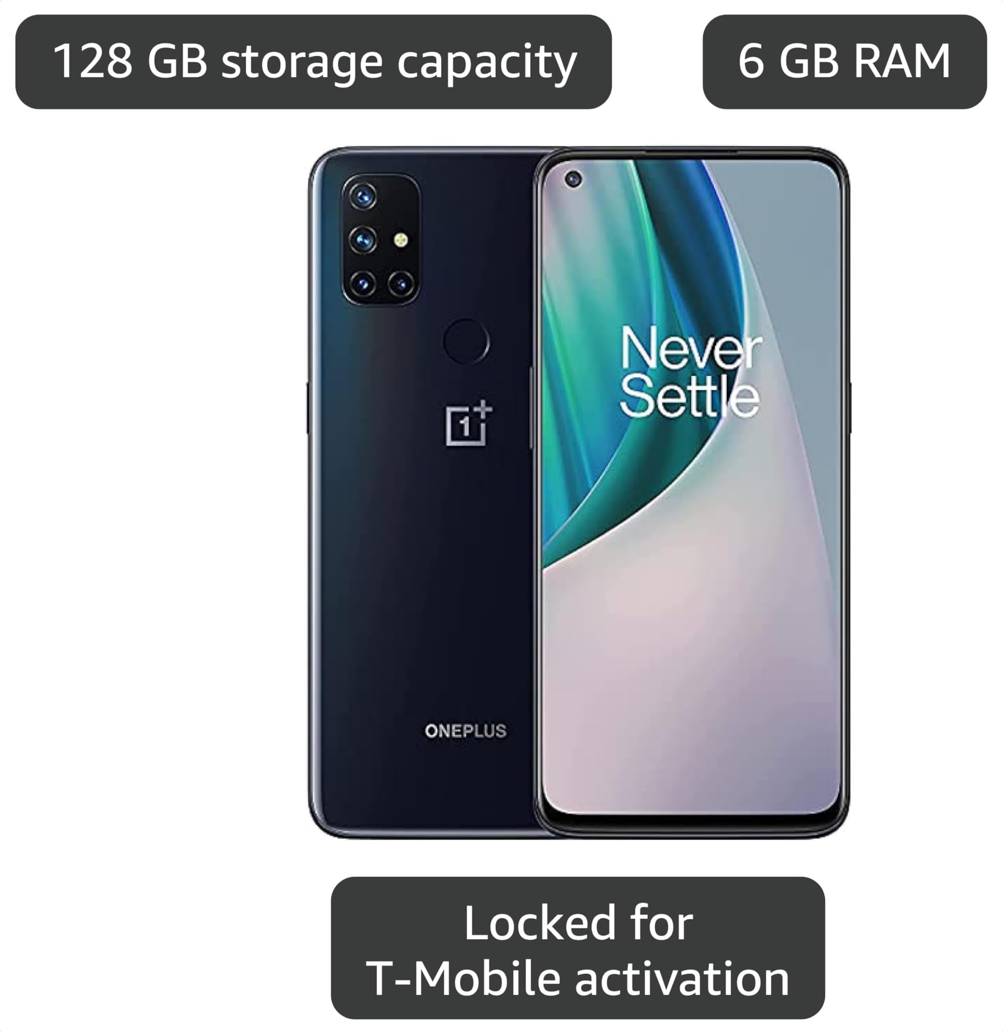 Amazon.com: OnePlus Nord N10 5G, 128GB, Midnight Ice - Locked to T