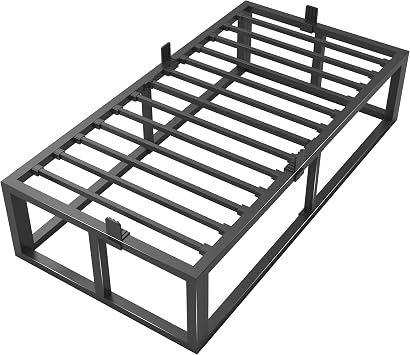Bilily 18 Inch Twin Bed Frame with Steel Slat Support,Heavy Duty Metal Platform Bed Frame Twin Size Mattress Foundation,No Box Spring Needed,Easy Assembly,Noise Free,Black