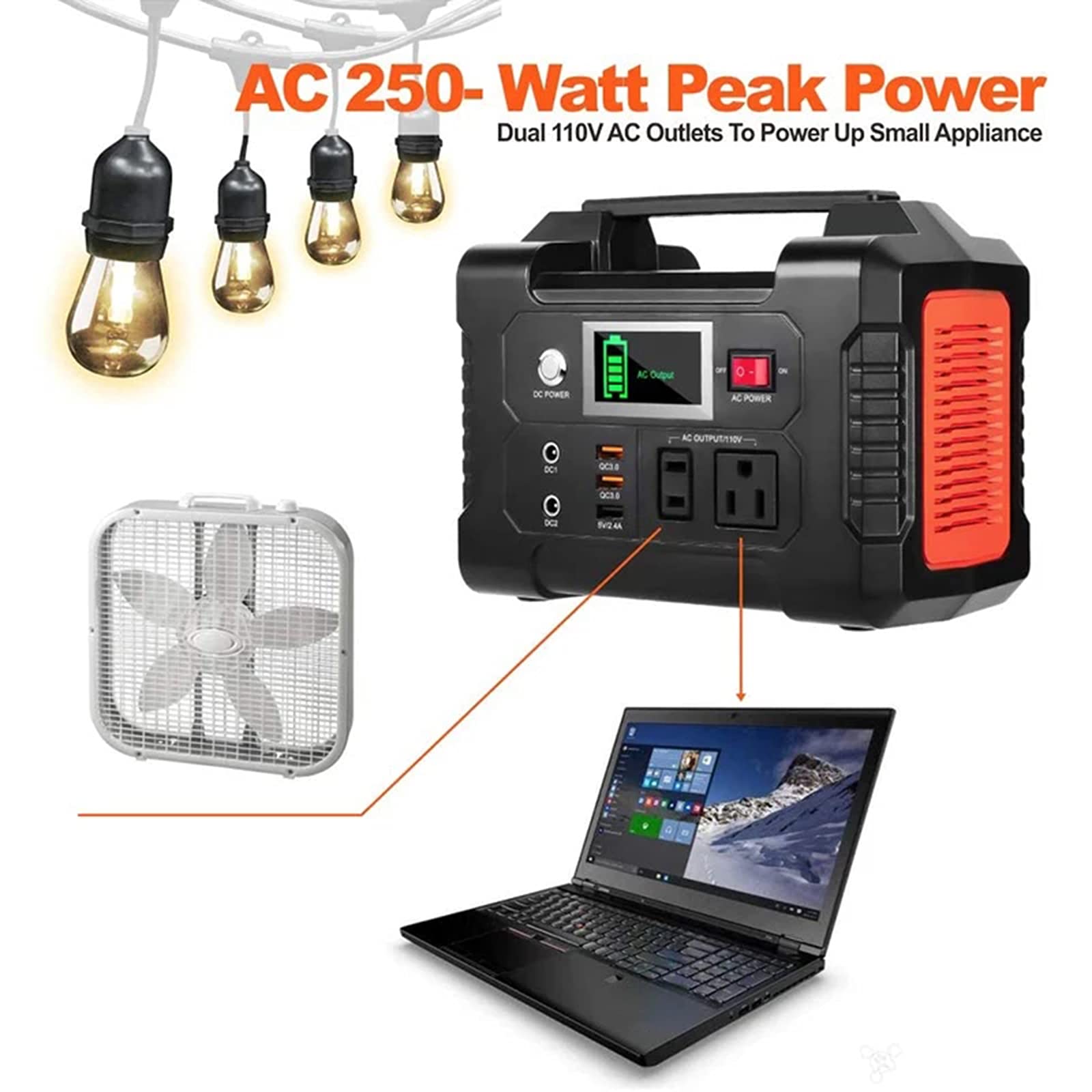 Centrale Électrique Portable 110V, Chargeur De Batterie De Générateur 200W 40800Mah Alimentation En Énergie Extérieure Pour Les Urgences De Camping En Plein Air RV Accueil