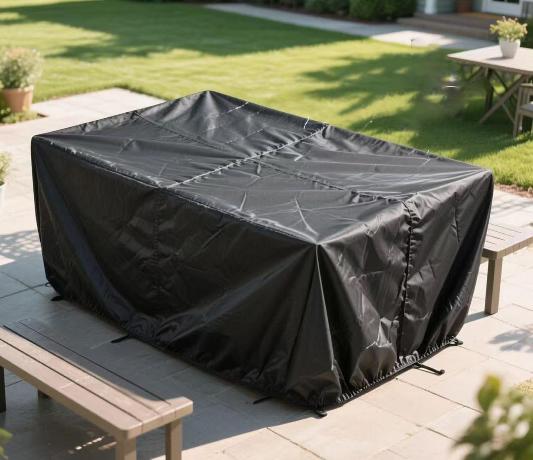 Outdoor Garden Furniture Covers 135x80x70cm(LxWxH) Waterproof,420d Oxford Fabric Square/Rectangular Patio Table Covers,Uv,Tear,Fade Resistant For Garden Table & Chairs & Rattan Sofa Set