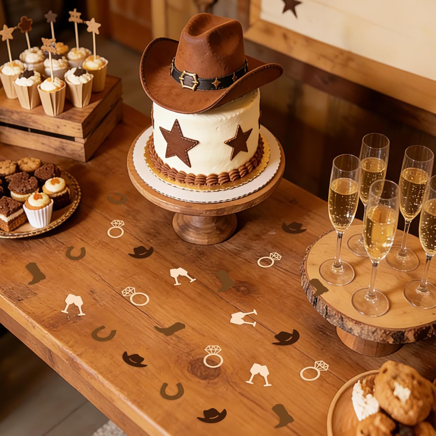 200 Pcs Brown Cowgirl Bachelorette Party Confetti