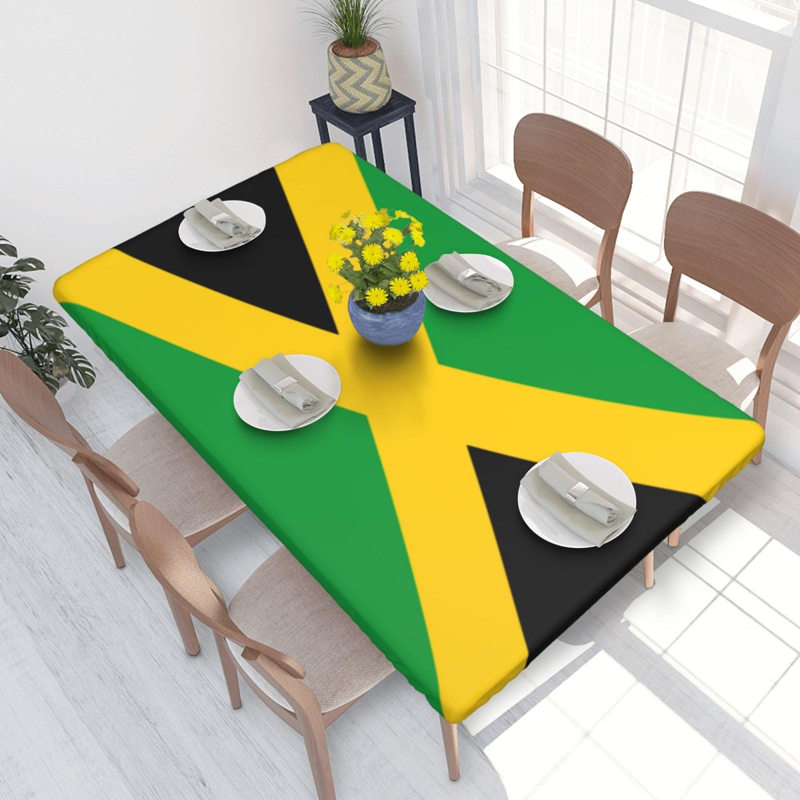 BNVSADC jamaica flag Printed 4FT Tablecloth 122x76 CM Polyester Kitchen Water Resistant Table Cloth Dining Table Decoration Table Covers