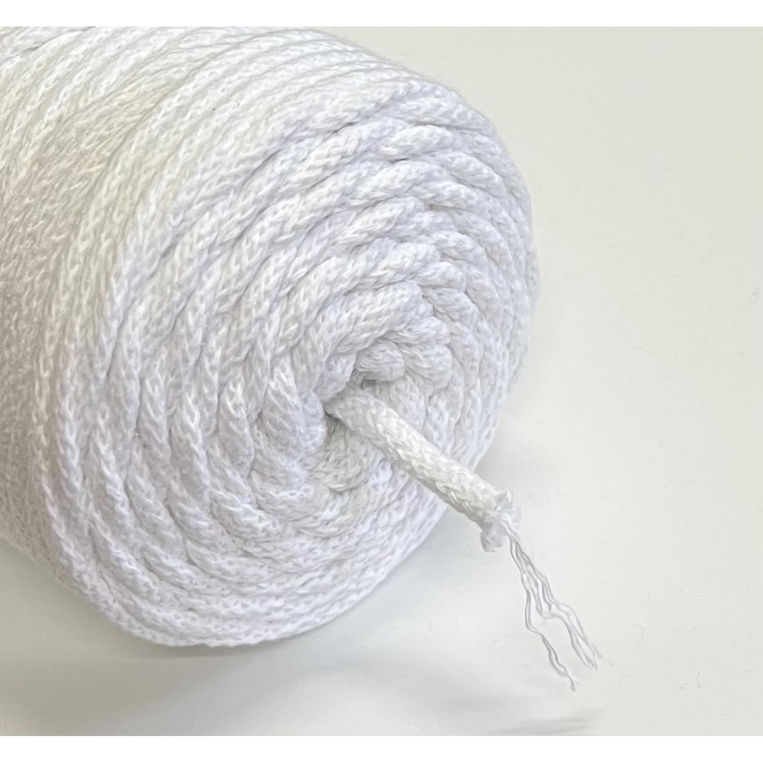 cordoncino in cotone con anima in cotone, intrecciato, 5mm, 100m (Bianco, 200m)