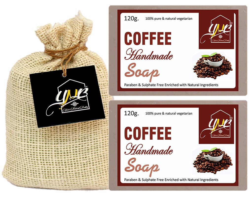 YNB YOURS NATURAL BUDDYOrganic Coffee Handmade SLS & Paraben Free Soap 120g, (Pack of 2)