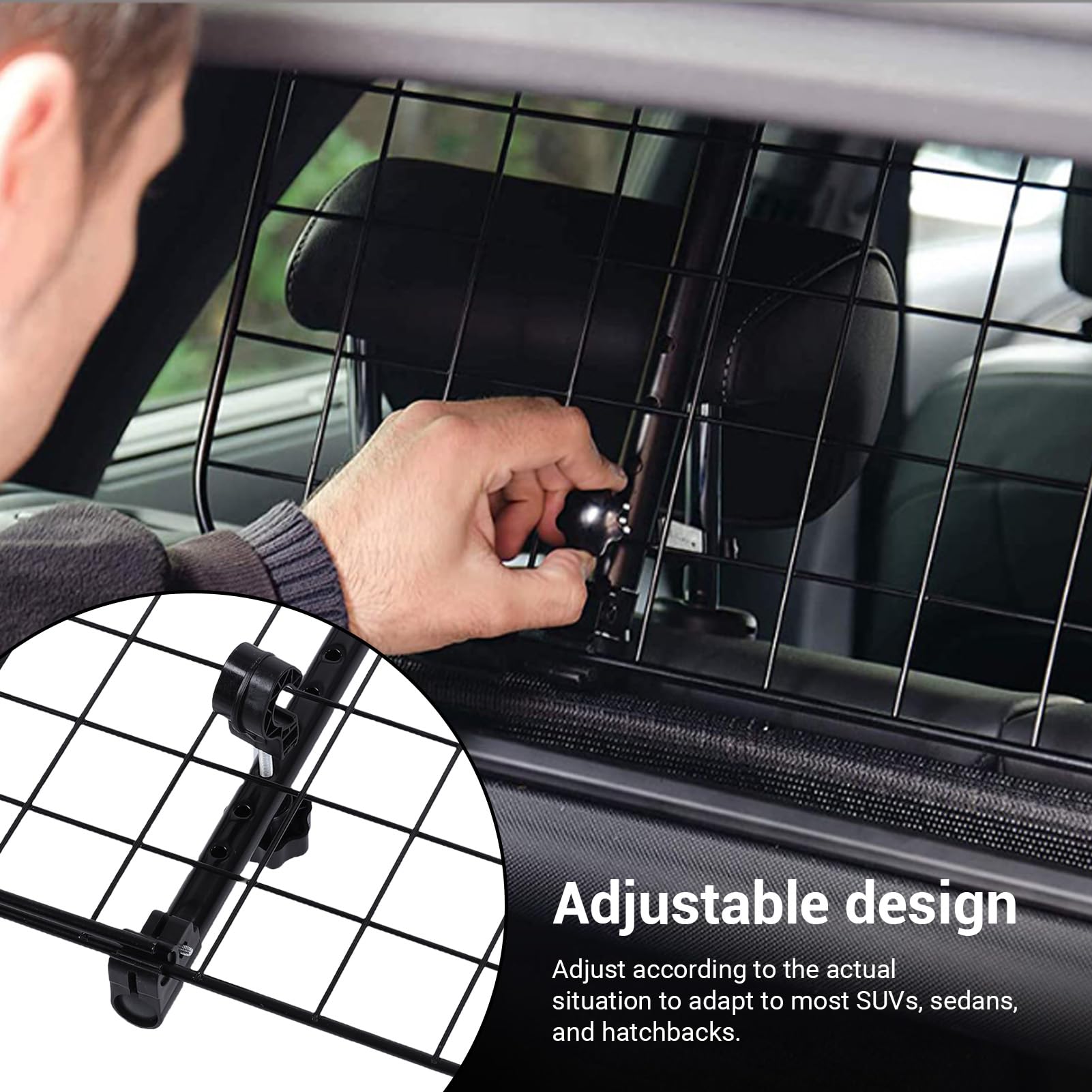 Barreras para Coches para Perros, Protector para Mascotas de Malla de Alambre Ajustable con Revestimiento de Pintura para SUV, Camiones, Sedanes y Hatchbacks
