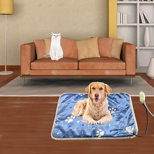 Miniatura 8 de Almohadilla térmica para perros, 28 x 18 pulgadas, almohadillas térmicas para cama de gatos en interiores, temperatura ajustable, manta de