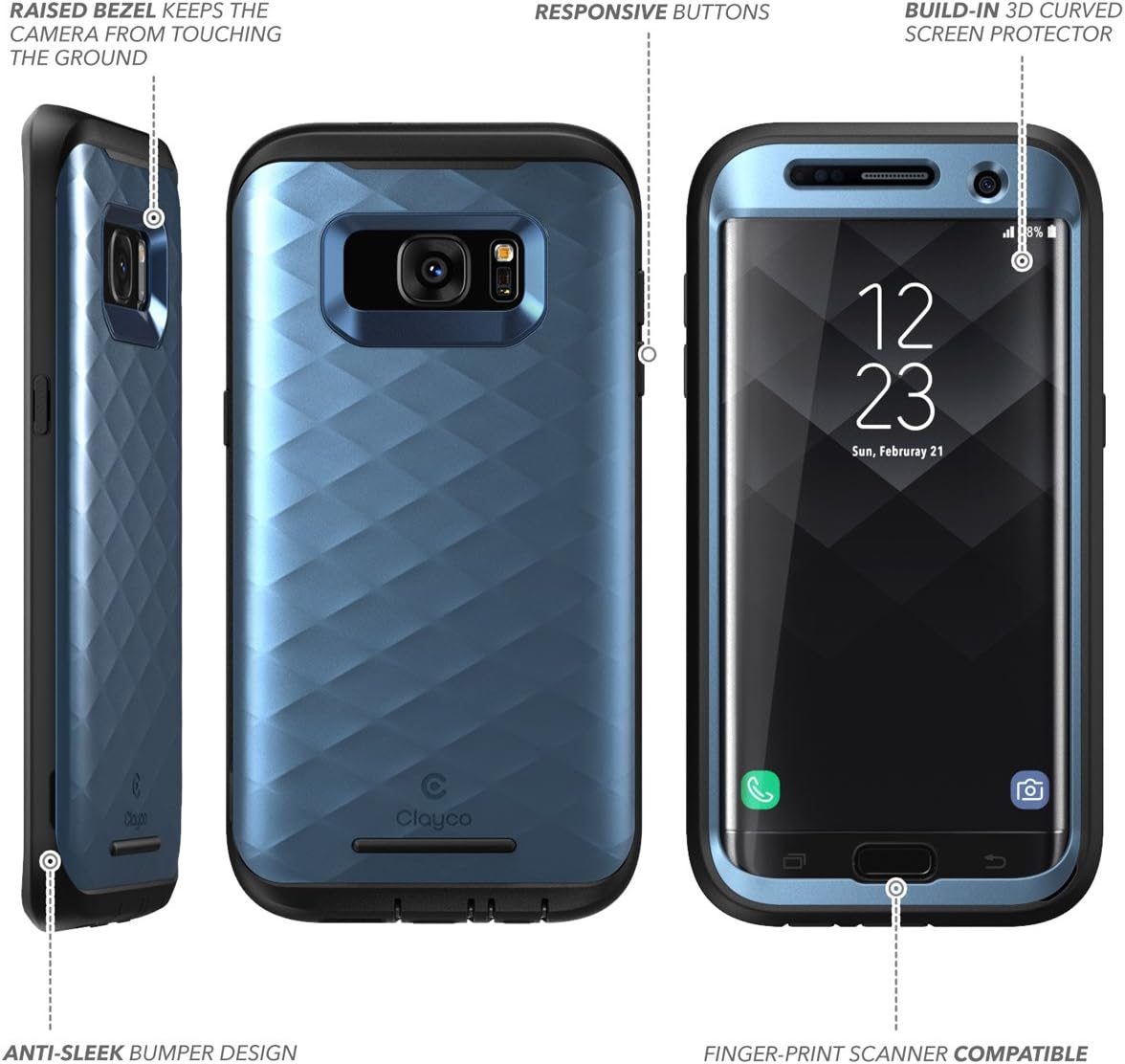 Clayco Galaxy S7 Edge Case, [Hera Series] Full-body Rugged Case with Built-in Screen Protector for Samsung Galaxy S7 Edge (2016 Release) (Blue)