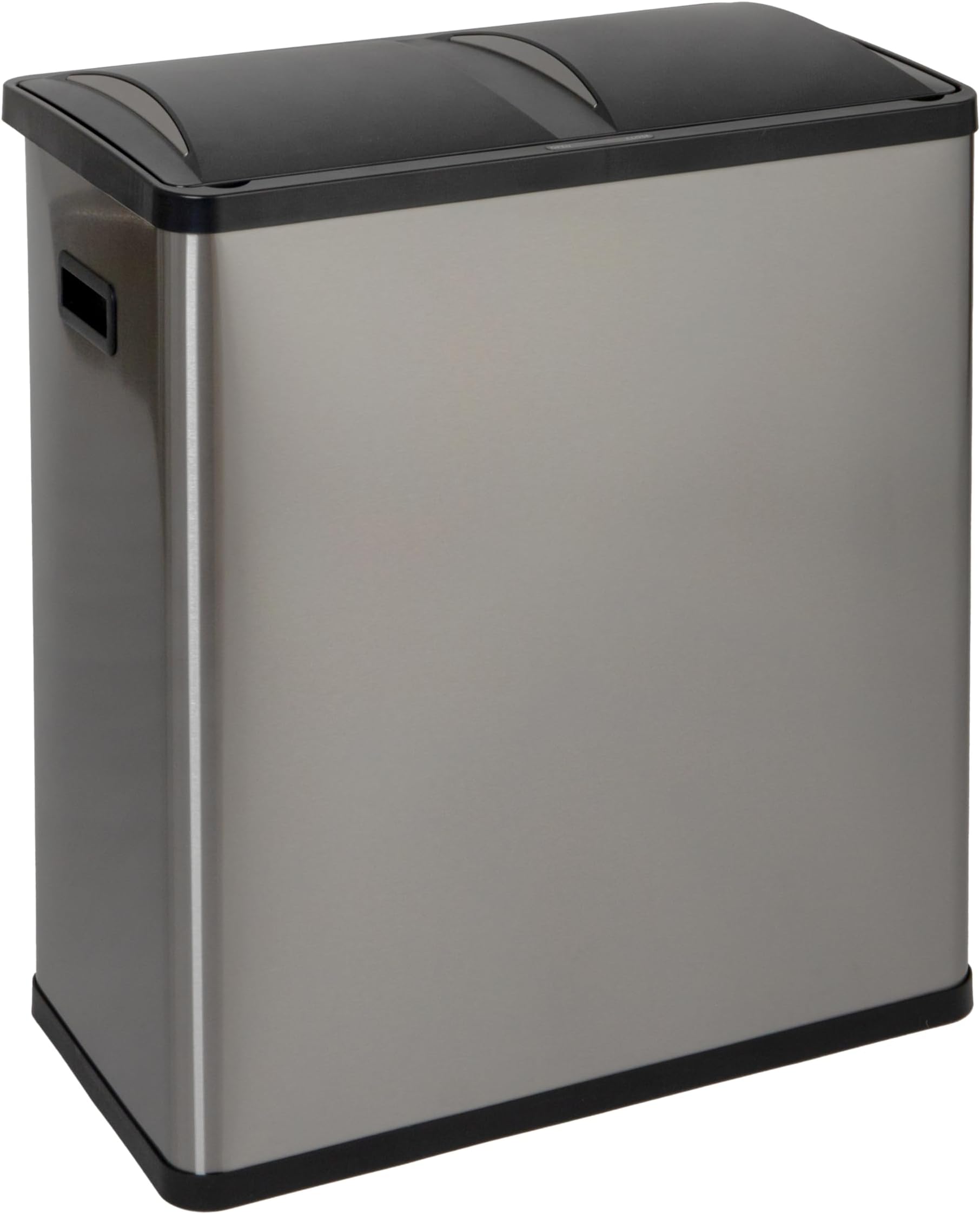 Household Essentials Dual Compartment Trash Can/Large Touchless Trash Can with 30 Liter / 8 Gallon Medium Bins, Stainless Steel with Motion Sensor for Trash and Recycling 94537-1