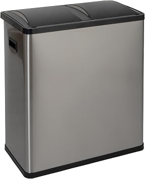 Household Essentials Brushed Stainless & Steel Dual Sensor Recycle Bin