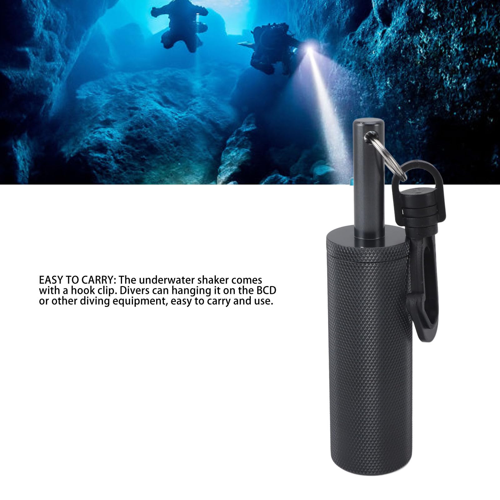 Pilipane Signal Bell Diving Stick Rauschhersteller Crisp Sound Aluminiumlegierung Unterwasser Shaker Bell mit Clip für Tauch- und Unterwasserfotografie
