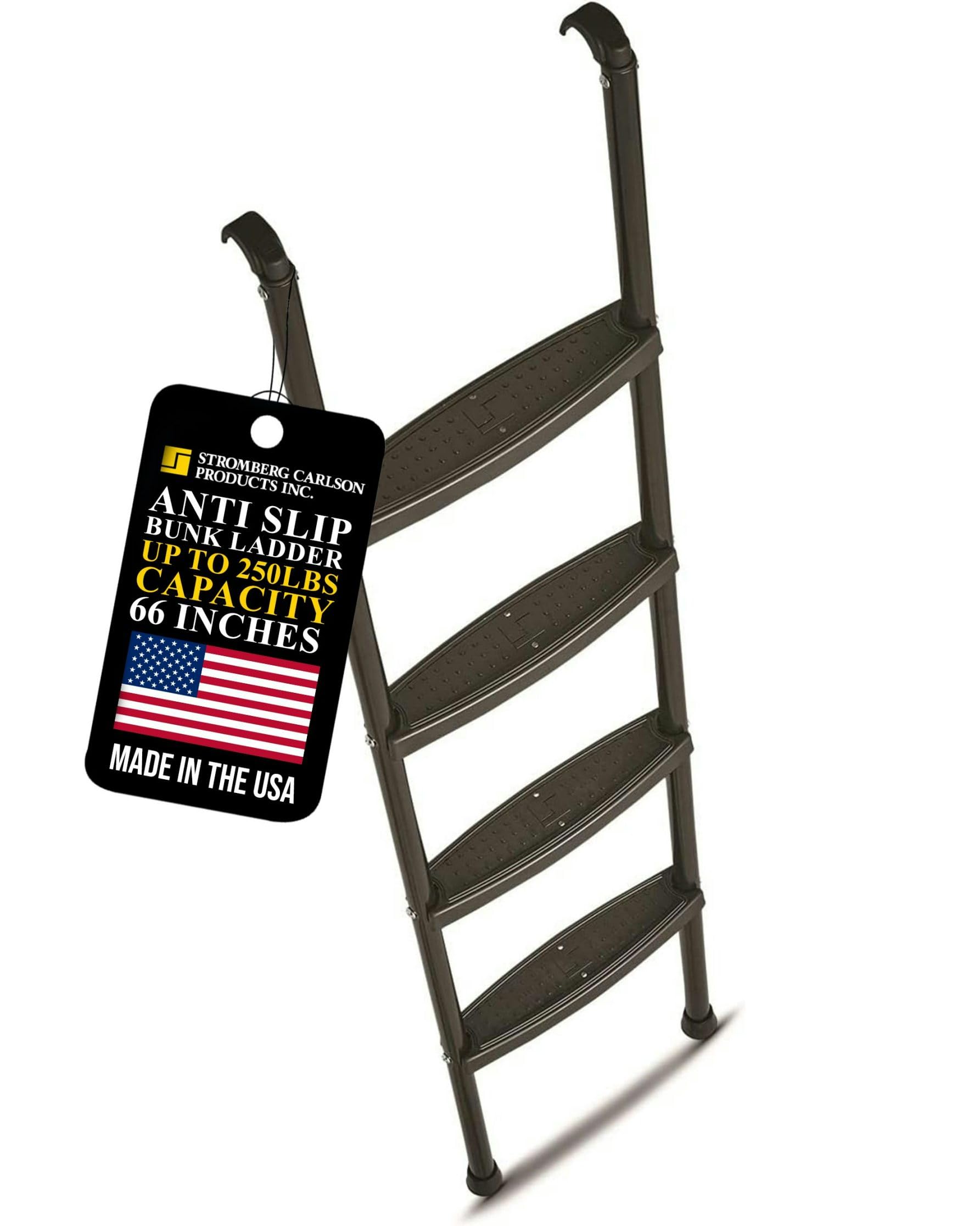 Stromberg Carlson RV Bunk Ladder for Travel Trailers, Camper Stairs with Molded Treads, Includes Hooks & Mounting Hardware, Bunk Bed Ladder, Mobile Home Stairs, Ideal for Dorm Loft – Black 66"