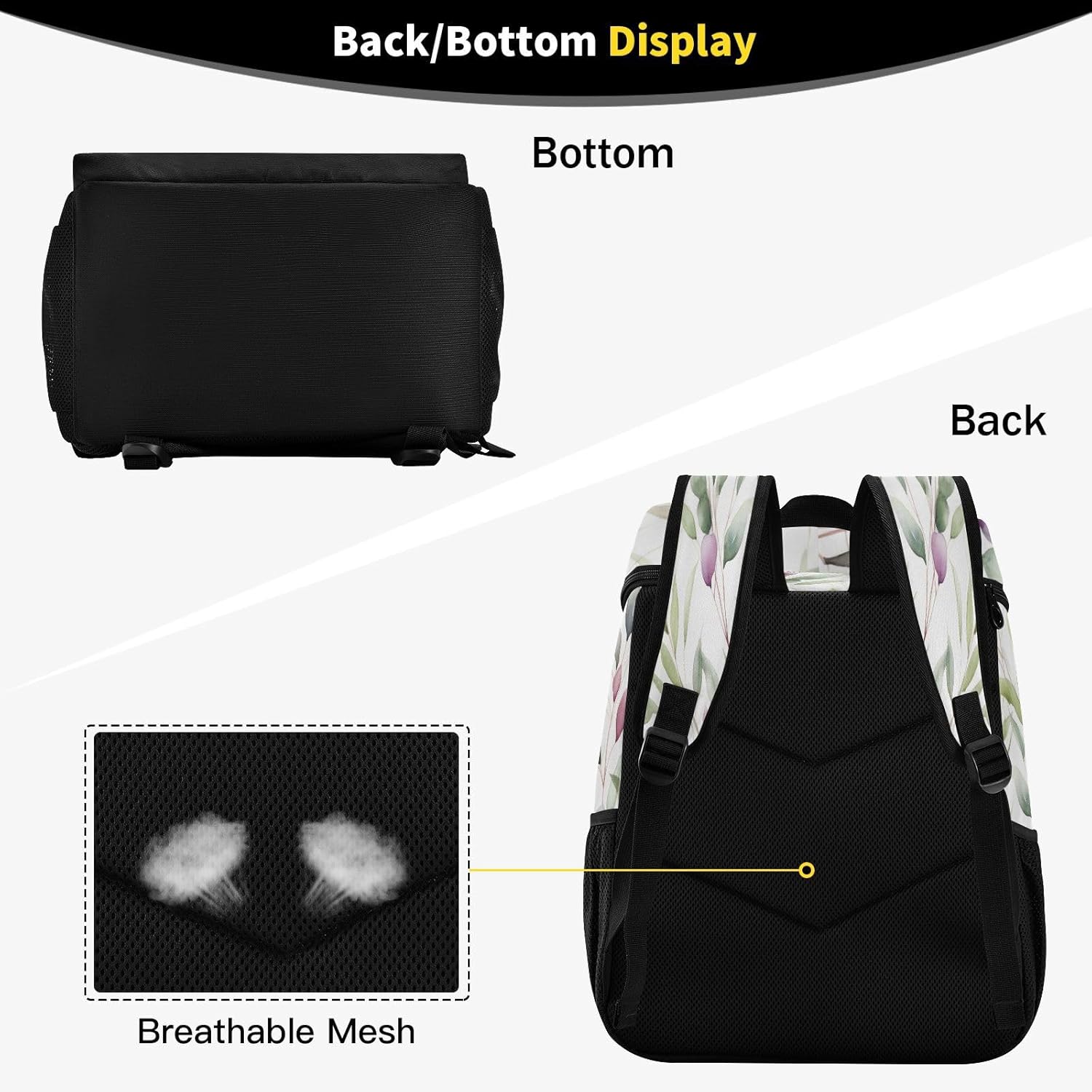 Light Green Leaves Cooler Backpack 36 Cans Leakproof Waterproof Backpack Cooler Bag Beach Accessories Travel Camping Fishing Backpack for Women Men