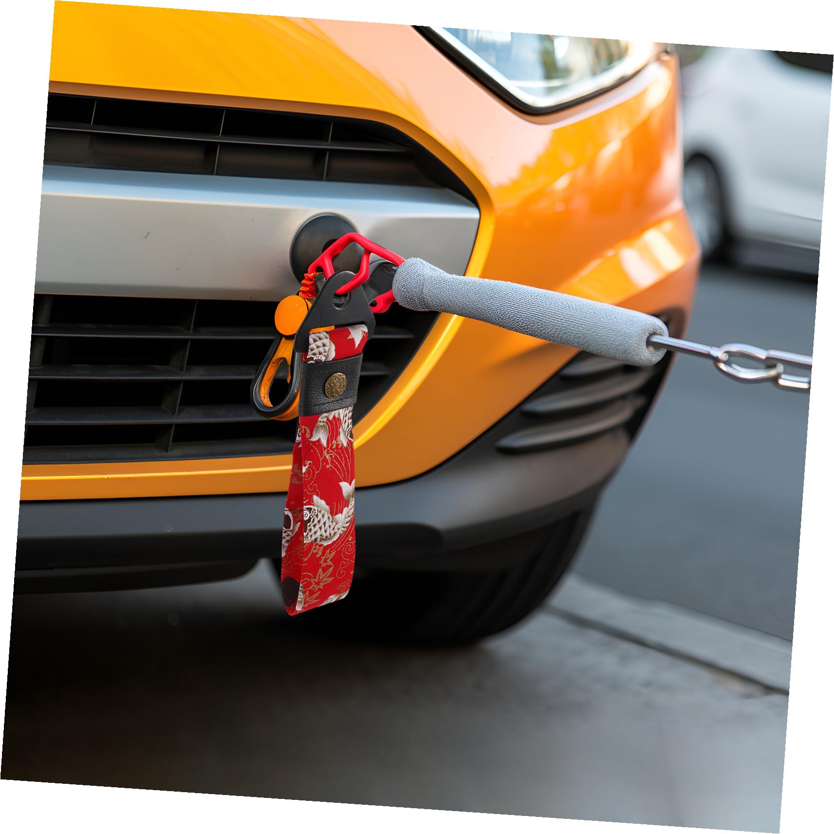 Crochet de Remorquage Décoratif pour Voiture Style Japonais Rouge Koi Anneau Traction Légère et Unique Accessoire Esthétique pour Pare-Chocs