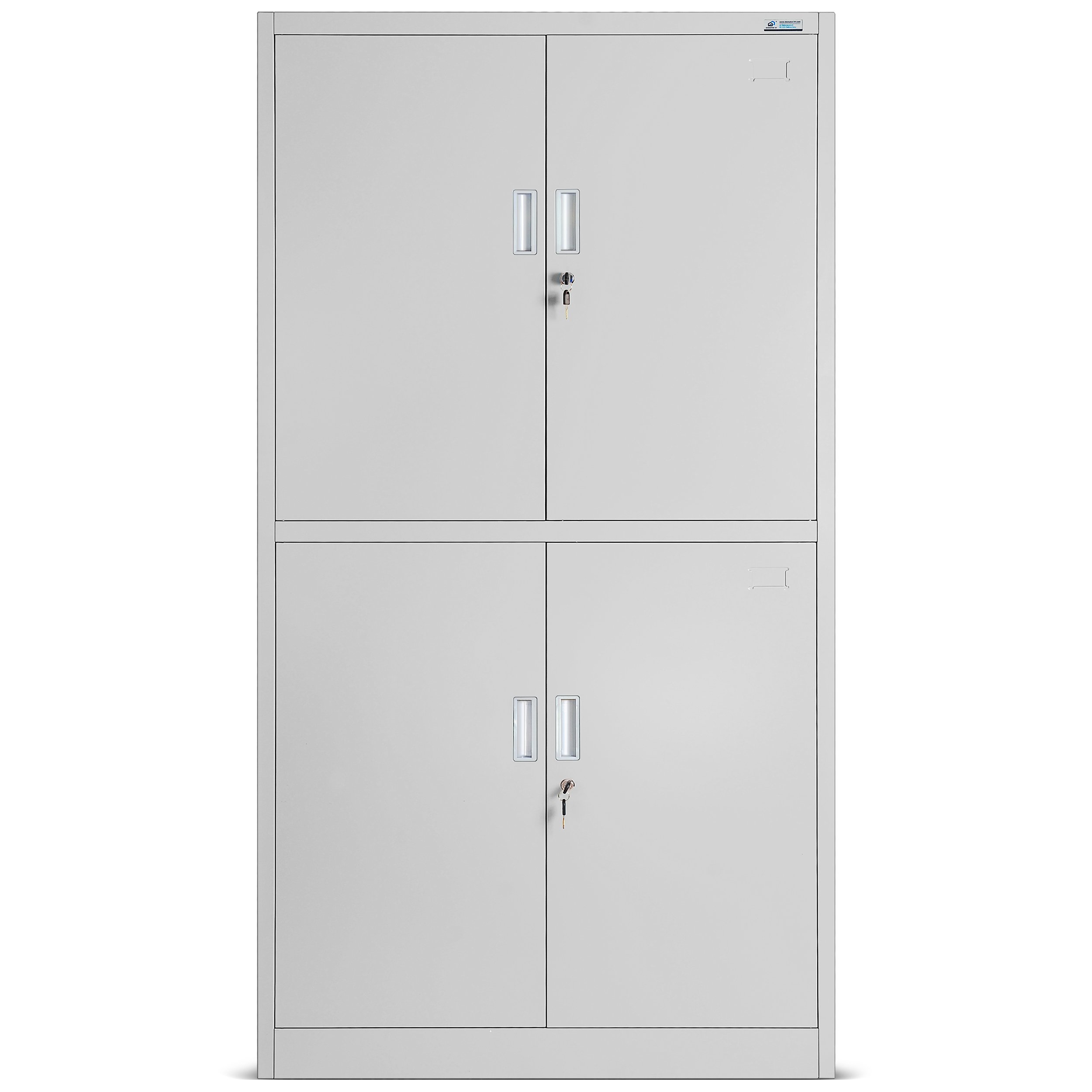 Jan Nowak Büroschrank C004 Aktenschrank mit 2 Abteilen abschließbar Mehrzweckschrank Aufbewahrungsschrank Stahlblech Flügeltüren Pulverbeschichtung 185 cm x 90 cm x 40 cm (Grau)