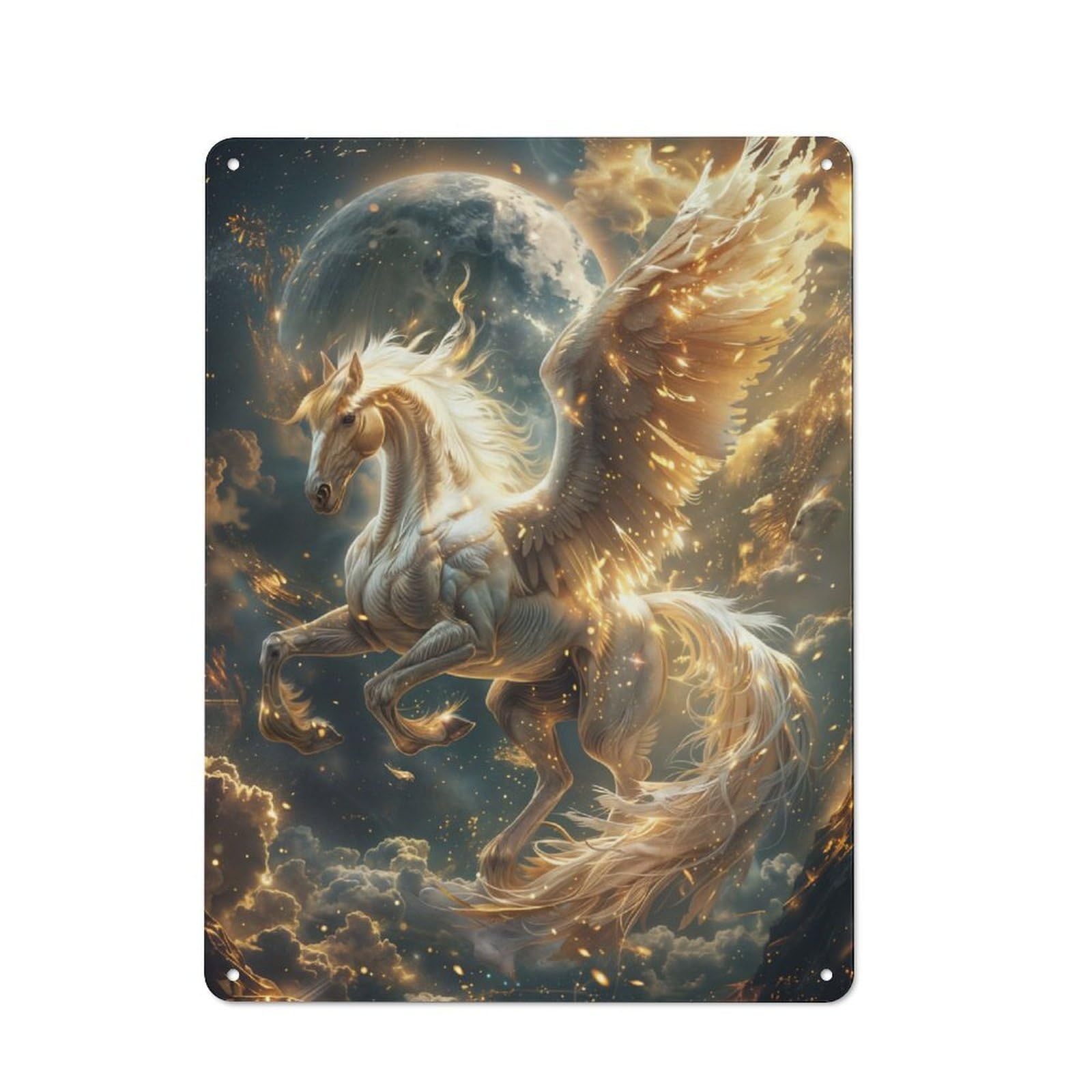 Junmoney Celestial Pegasus Ascend Industrial-Style Metal Plaque 40X30cm For Workshop Wall, For Vintage Wall Decor Fans, For Themed Room Decoration