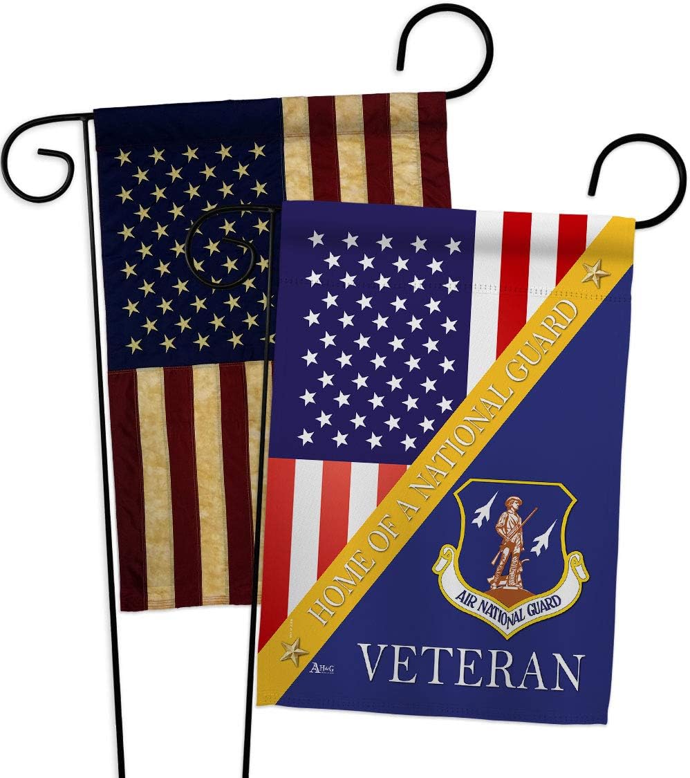 Home of Air National Guard Garden Flags 2pcs Pack Armed Forces ANG United State American Military Veteran Retire Official Small Decorative Gift Yard House Banner Double-Sided Made In USA 13 X 18.5
