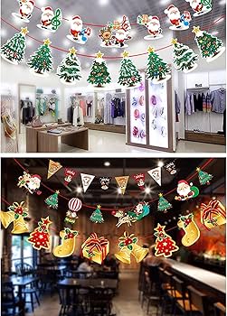 Amazon.co.jp: クリスマス 飾り ガーランド ペーパーファン クリスマス