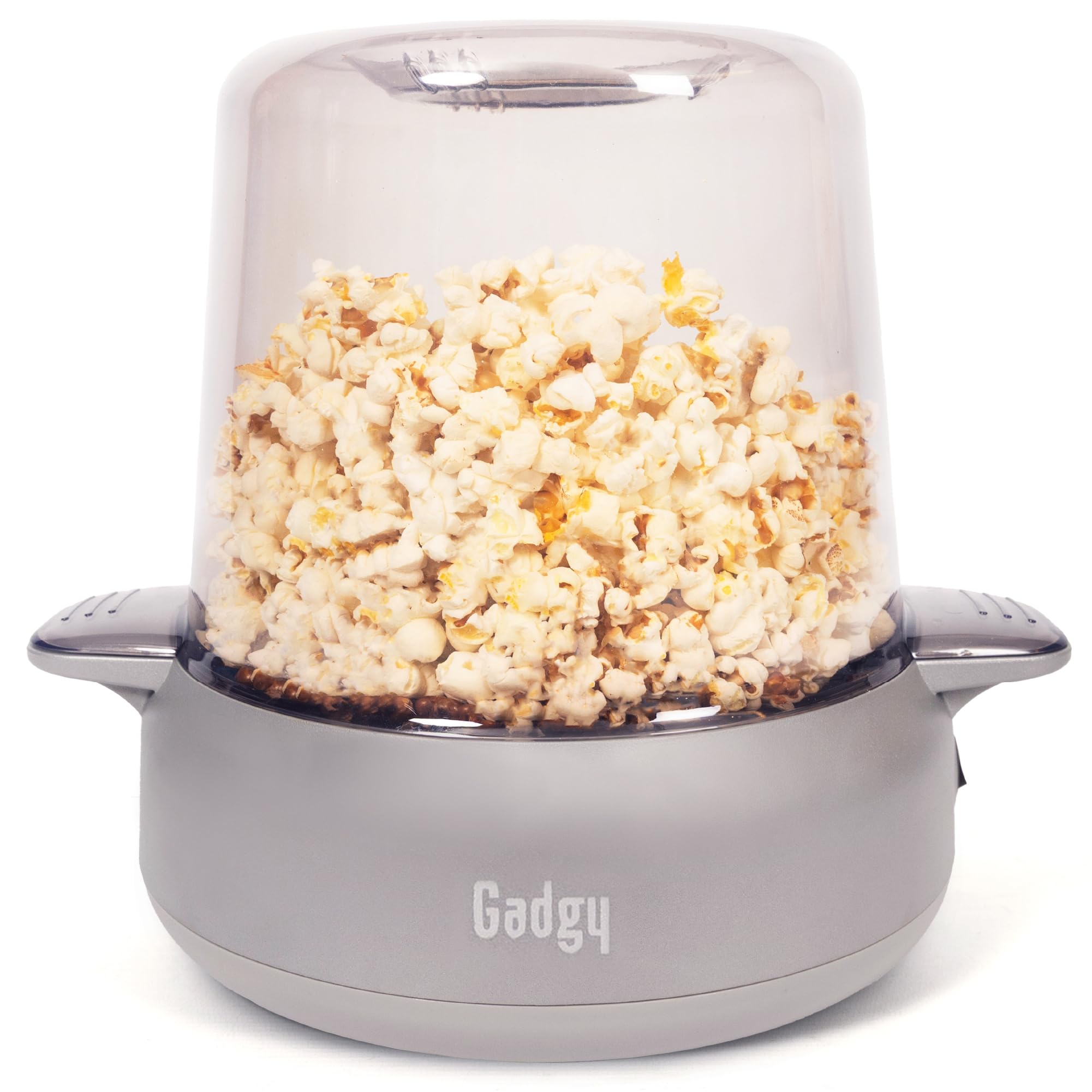 Gadgy Popcorn Maschine Premium - Popcorn Maker Heißluft 4,5 L - Popcornmaschine mit Antihaftbeschichtung & rotierenden Stäben - Popcornmaschine groß 500W matt Silber