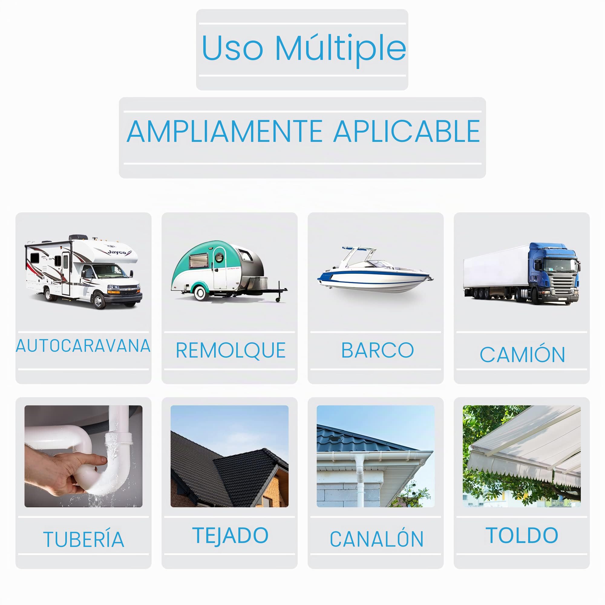 CANOPUS Cinta Butilo con Rollo, para RV, Caravana, Camping Car, Blanco, 10 cm x 15 m