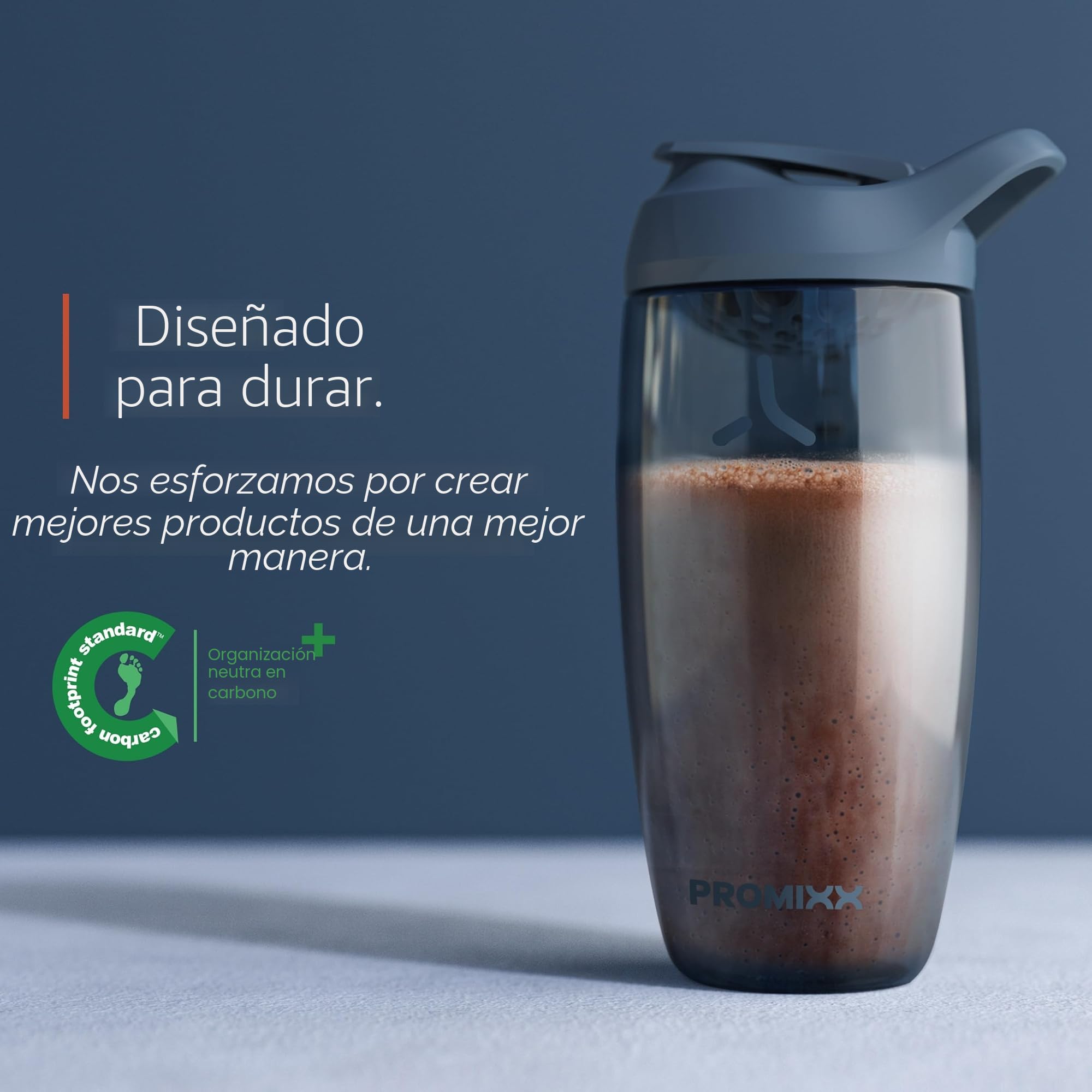 PROMIXX PURSUIT botella mezcladora de proteínas 2 unidades, botellas mezcladoras deportivas para mezclas de proteínas y batidos de suplementos – Azul Medianoche, Gris Grafito, 950ml