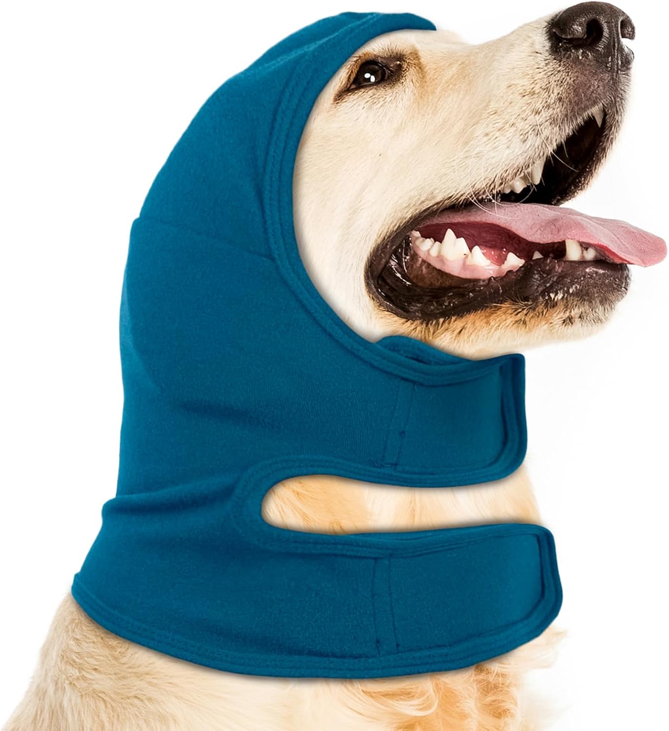 NACOCO Dog Calming Hoodie - Adjustable No Shake Dog Ear Covers Pet Head Ear Wrap Muffs Noise for Grooming Bath Fireworks(Dark Blue, L)