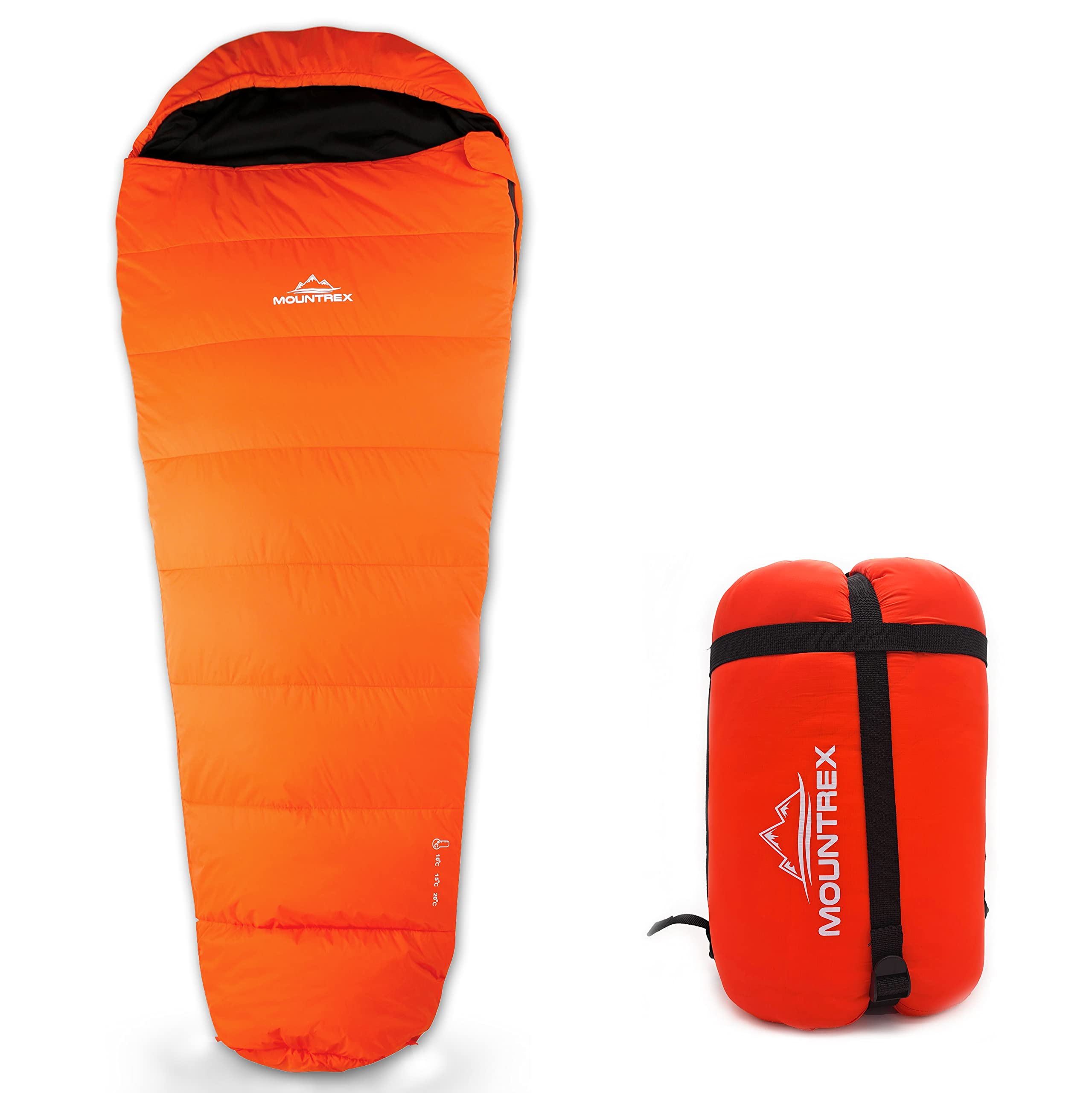 MOUNTREX® Śpiwór – ciepły i lekki (1500 g) – 3-4 pory roku śpiwór do spania na zewnątrz (-10°C / 0°C / 10°C) – kemping, podróże, dorosły, kompaktowy rozmiar (36 x 20 cm) – z możliwością podłączenia