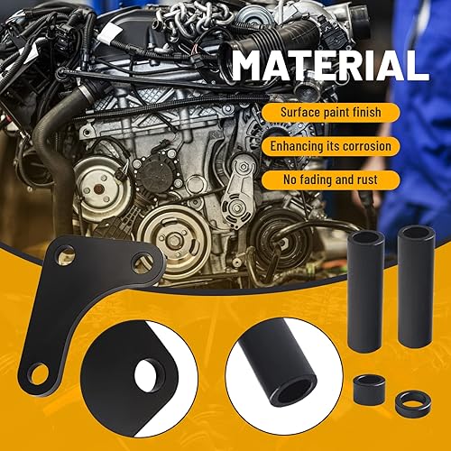 Miniatura 4 de Soporte de montaje de bomba de dirección asistida LWP SWP Endxedo Negro Soporte de bomba de dirección asistida compatible con motores SB SBC Chevy