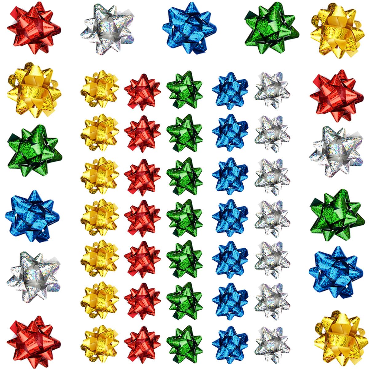 Jonami Lazos de Regalo Pequeños Autoadhesivos Holográfico Multicolor para Navidad