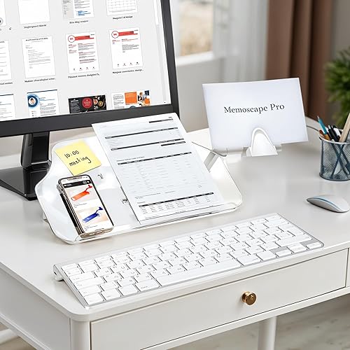 MemoScape PRO - Soporte ajustable en línea para documentos para escritorio, ayuda a aumentar la productividad y reducir la tensión del cuello,