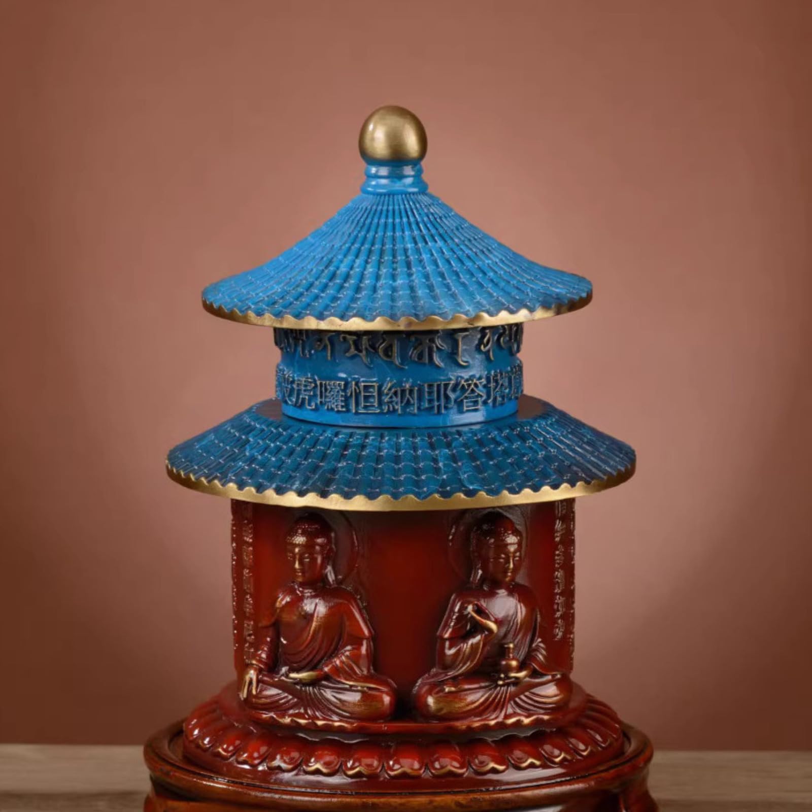 Stupa de reliques en cuivre de 16 cm pour décoration de sanctuaire bouddhiste tibétain