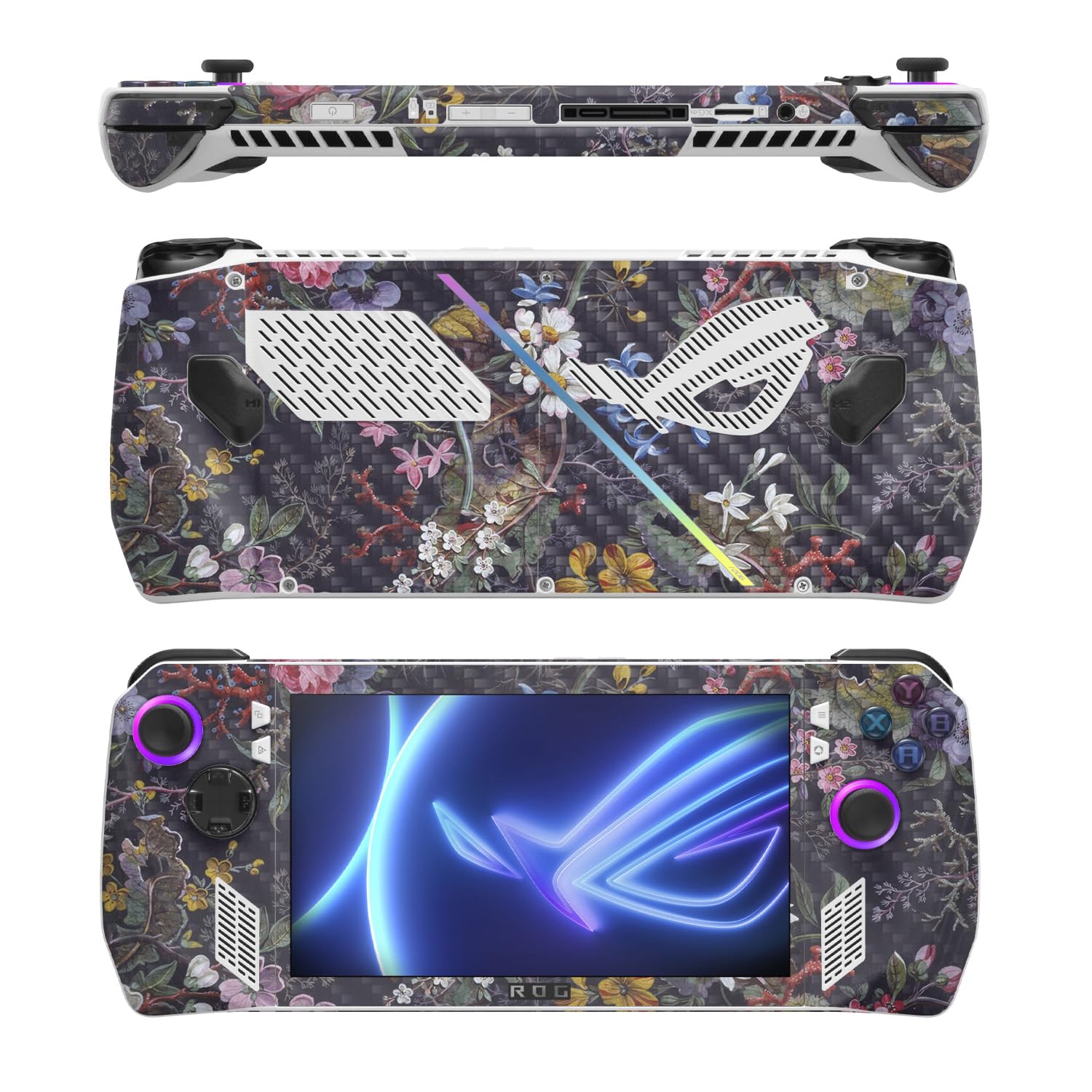 MightySkins Carbon Fiber Skin Compatible with Asus ROG Ally - Midnight Blossom | Protective, Durable Textured Carbon Fiber Finish | Easy to Apply