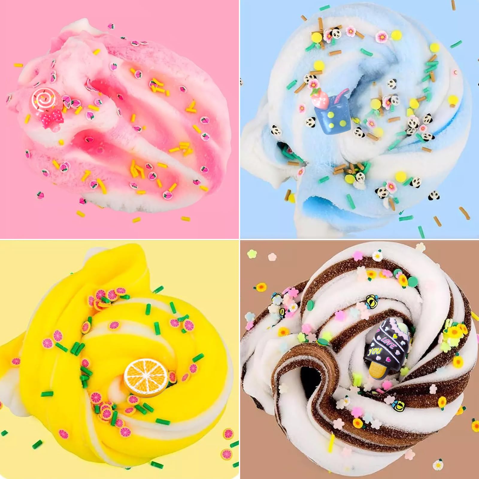 FEMBW Slime Kit, 12 Paquets Slime Fluffy Enfants avec Fun Charms, Bicolore Slime, Super Extensible et Jouet Anti-Stress pour Cadeaux d'anniversaire de Fête Filles Garçons FEMBW Slime Kit, 12 Paquets Slime Fluffy Enfants avec Fun Charms, Bicolore Slime, Super Extensible et Jouet Anti-Stress pour Cadeaux d'anniversaire de Fête Filles Garçons