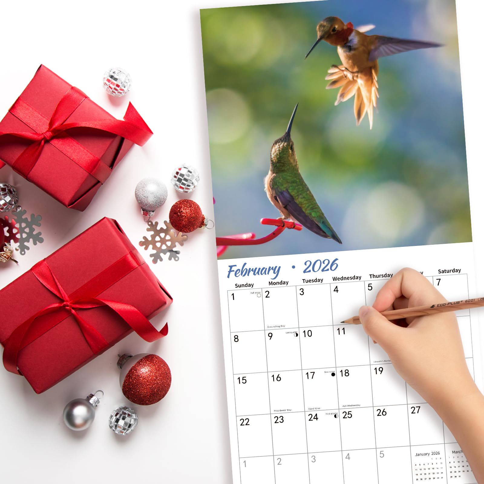Calendario Familiar 2025 Caroline Gardner | Cuadrado Con Corazones Y Estampados | Vista Mensual Con 5 Columnas Y Notas