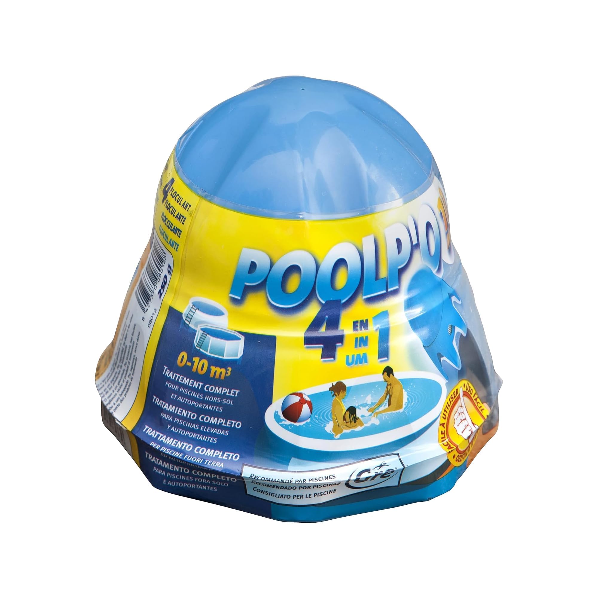 Gre - 08012L Poolp’o Distributeur Flottant Tout-en-Un pour Piscines 0-10 m³ – Hygiénisant, Antibactérien, Antialgues et Floculant
