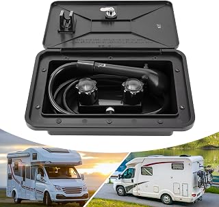 gegeweeret Ducha para autocaravana, RV, con cerradura y llave, ducha exterior, ducha de camping para campistas, caravanas, barcos y autocaravanas, color negro