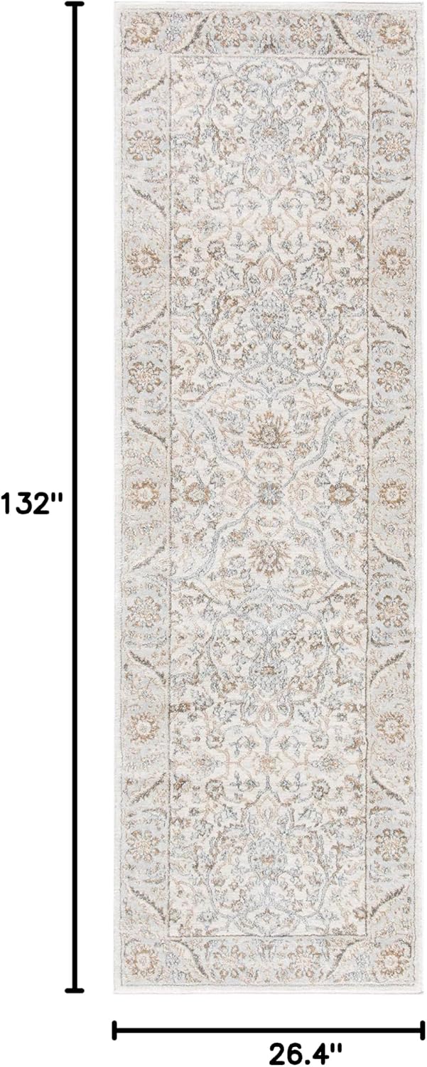 SAFAVIEH Isabella Collection Runner Rug - 2'2" x 11', Cream & Beige, Oriental Design, Non-Shedding & Easy Care, Ideal for High Traffic Areas in Living Room, Bedroom (ISA912A)