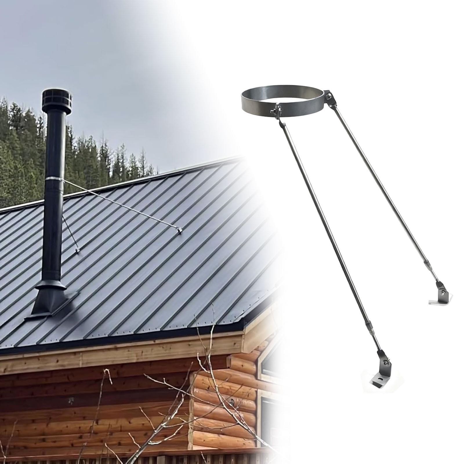 Supports de cheminée contre le vent fort et collier stabilisateur 240mm