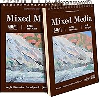 Vista 11 de Cuaderno de bocetos para medios mixtos de 9" x 12" - Cuaderno de bocetos multimedia de tapa dura, encuadernado en espiral, 60 hojas de papel