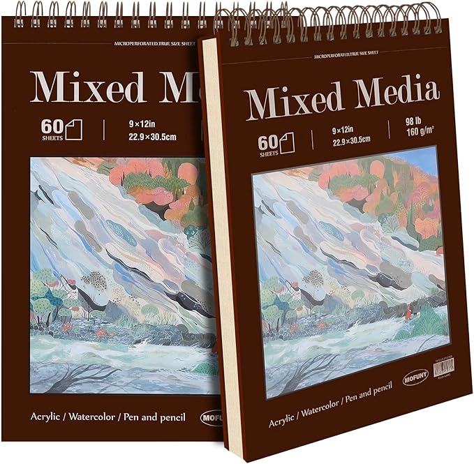 Mixed Media Sketch Pad, 9 x 12 inches, 60 Sheets Each (98lb