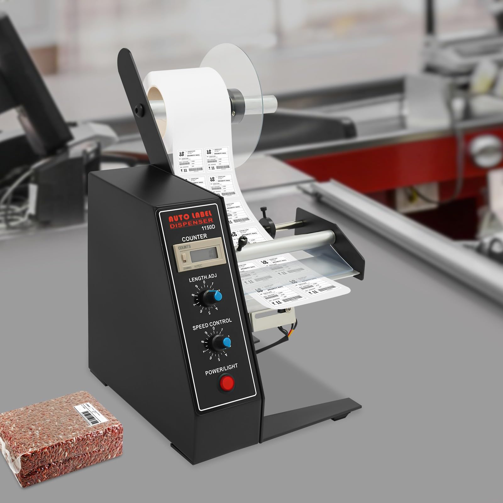 Distributore di etichette porta etichette da tavolo, nastro adesivo automatico, grande per etichette di carta