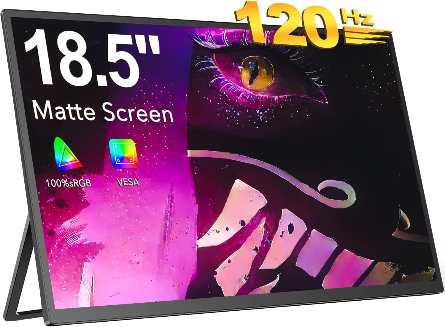 Monitor Portátil EVICIV 18,5" Full HD 120Hz con Altavoces Dual 1 EVICIV Monitor Portatil 18,5 Pulgadas 120Hz, Pantalla Portatil 1920x1080 Full HD Pantalla móvil Externa con Mini HDMI/Type-C Altavoz Incorporado Dual, Soporte VESA