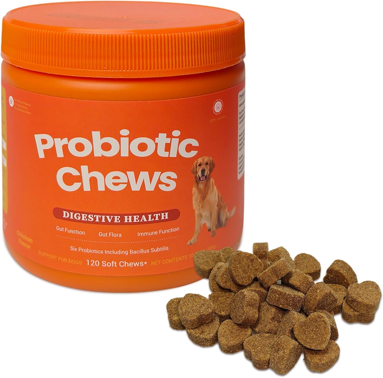 120 Chews Probiotics for Dogs with Digestive Enzymes for Gut Health, Gut Digestive Health Probiotic Chews Immune & Bowel,Functional Dog Supplement Chew for Pet Immune (300g)