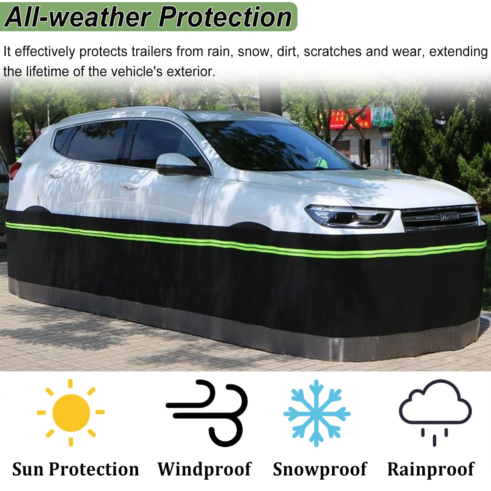 Gonna per Camper Rivestimento Antigraffio EZ Snap per Camper, Kit di Rivestimento Invernale da Viaggio, Copriruota Paraneve per Rimorchi per Climi Freddi(21ft/640cm)