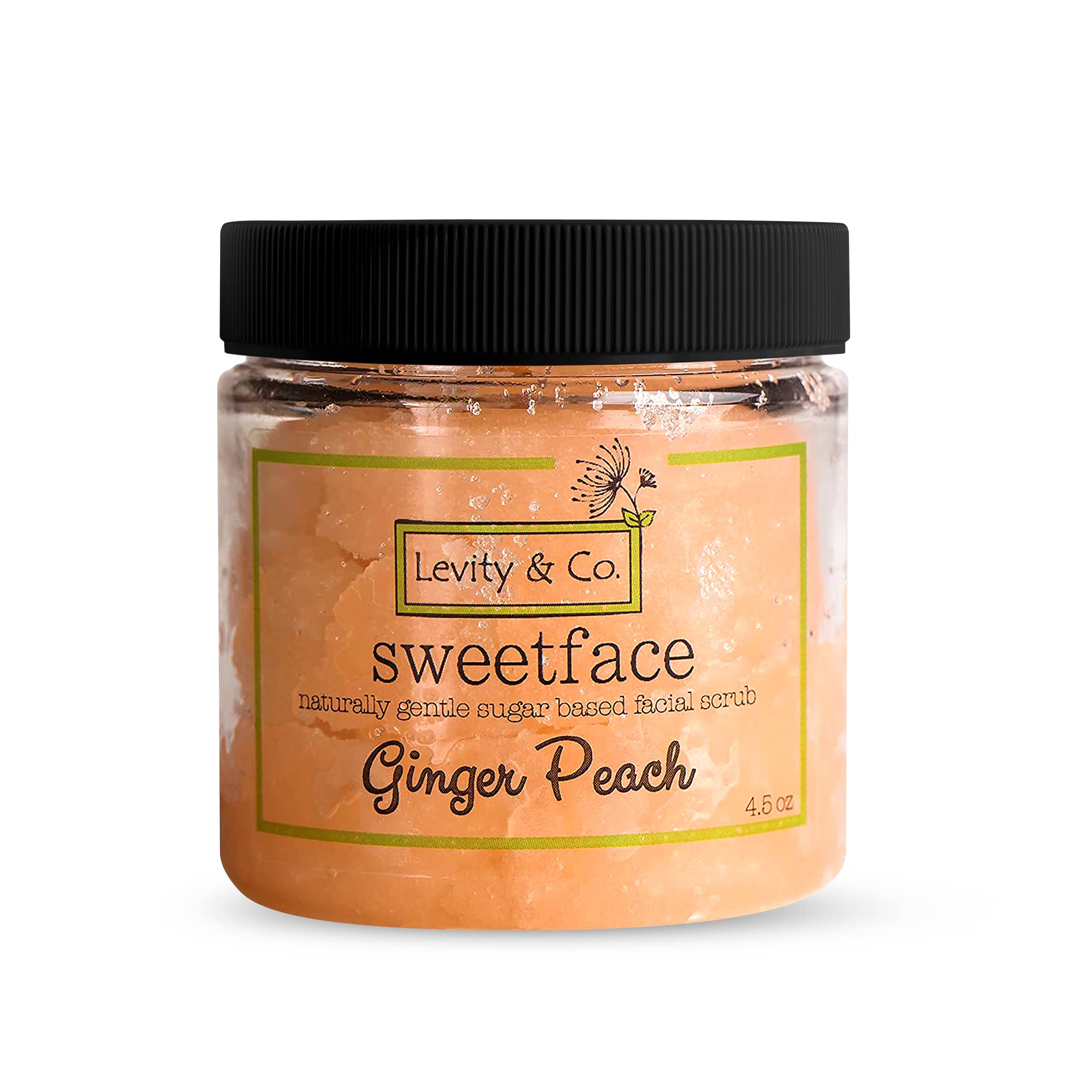 Sweetface Face Sugar Scrub, Gentle Face Scrub Exfoliator, Face Scrub for All Skin Types, Neck & Décolleté Scrub, All-Natural & Cruelty-Free Facial Scrub, Ginger Peach, 4.5 Oz