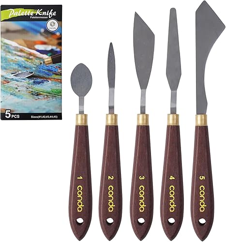 CONDA Cuchillo de paleta Pintura Espátula de acero inoxidable Cuchillo de paleta Pintura al óleo Cuchillos de metal Mango de madera disponible en Yaxa Colombia
