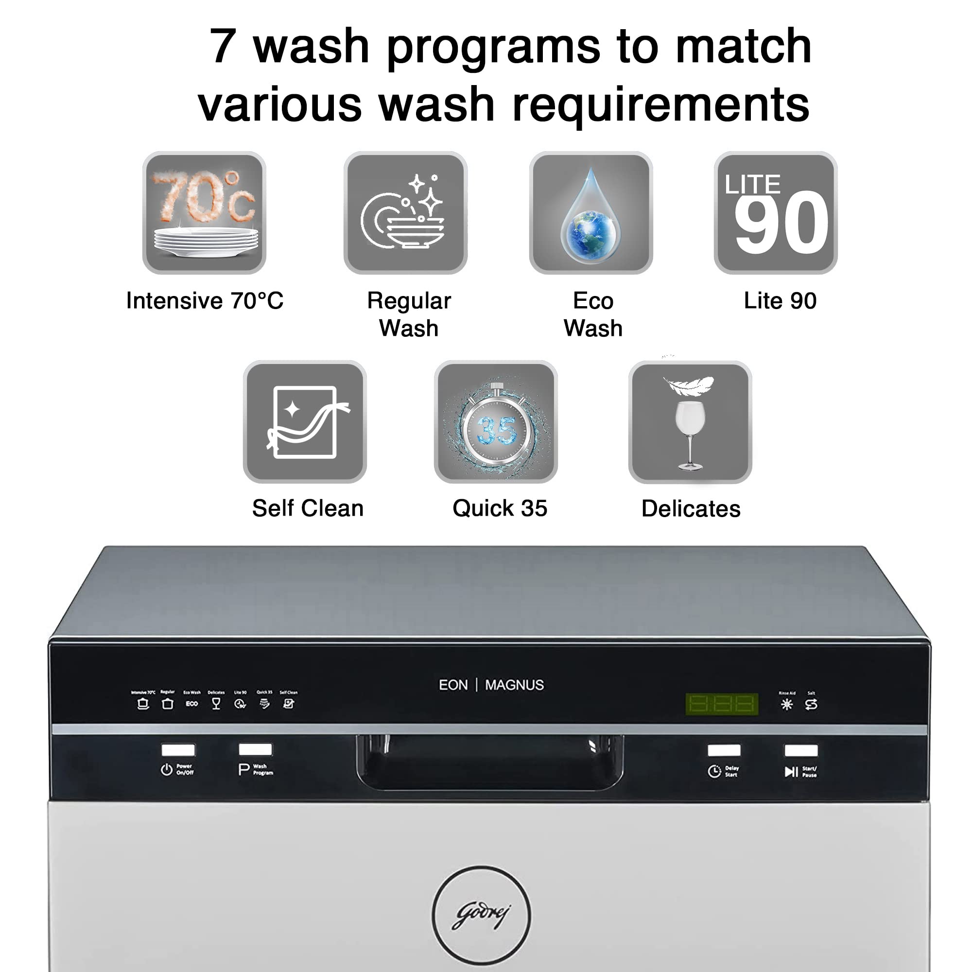 Godrej Eon Dishwasher 8 Place Setting CounterTop Compact with an