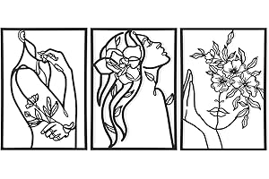 AGIOTA Female Body 3 Piece Metal Line Art Wall Decor