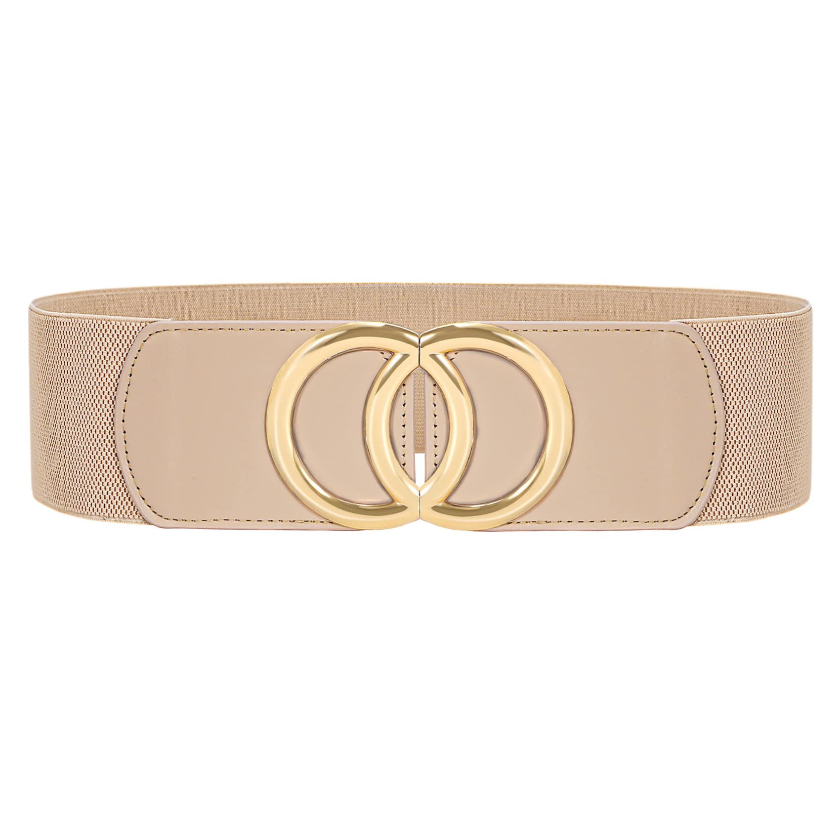 JasGood Damen Breiter Elastischer Taillengürtel Vintage Stretchy Kleid Gürtel Hüftgürtel mit Gold O-Ring Schnalle